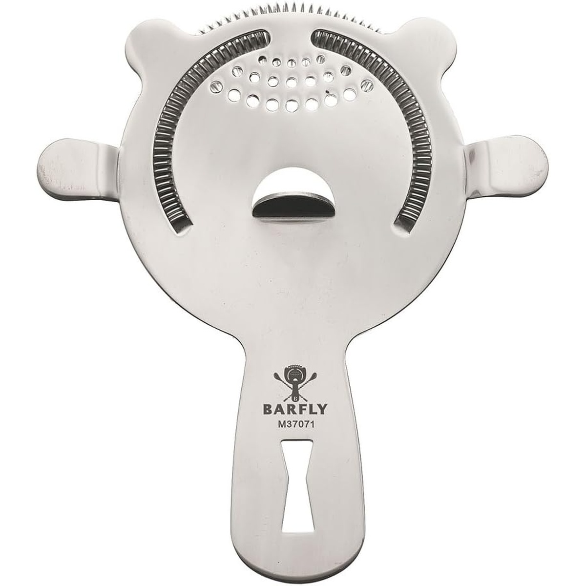 Back view of Barfly M37071 bar strainer showing Barfly logo and model number on handle