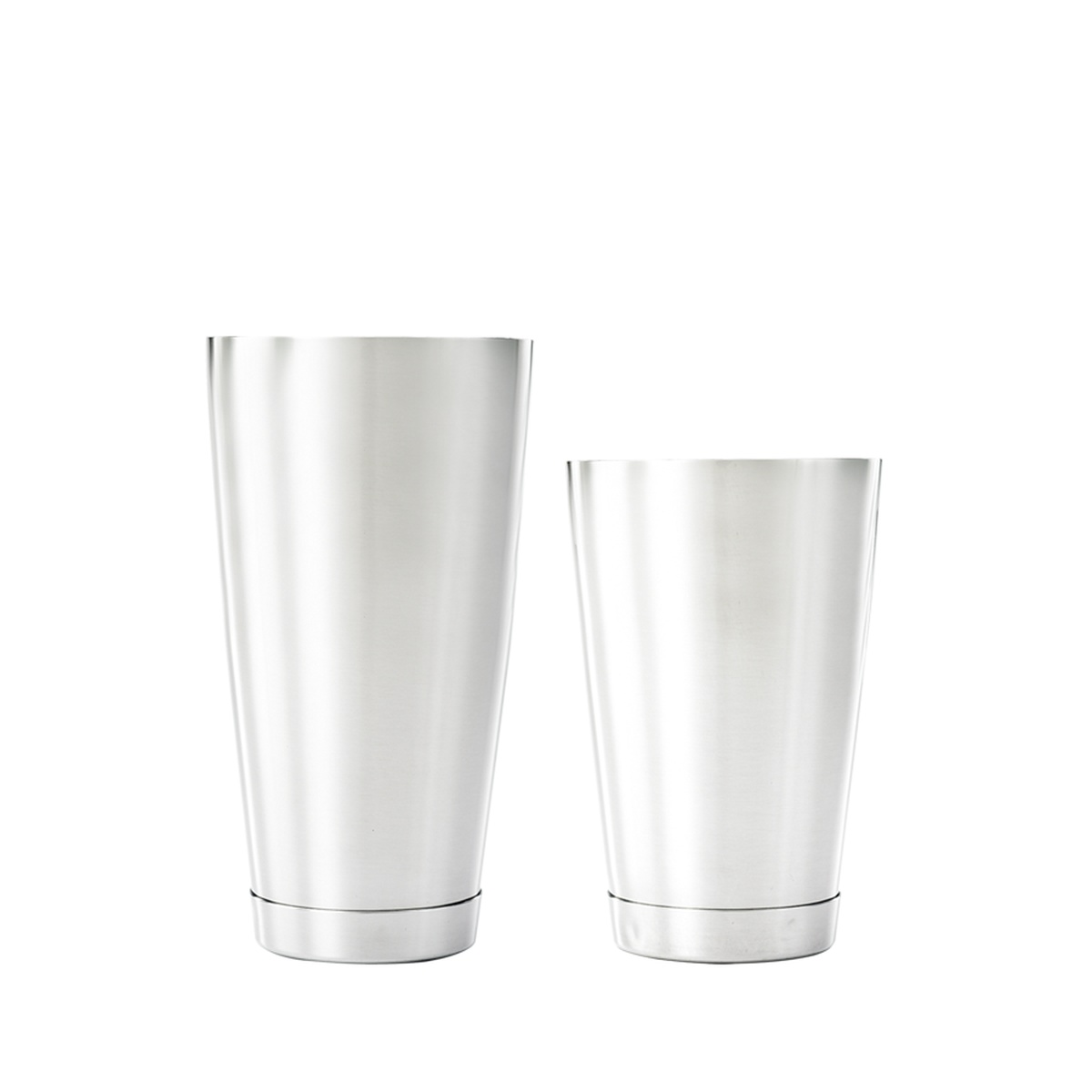 Barfly M37082 The Double 28 oz and 18 oz stainless steel shaker tin set shown side by side
