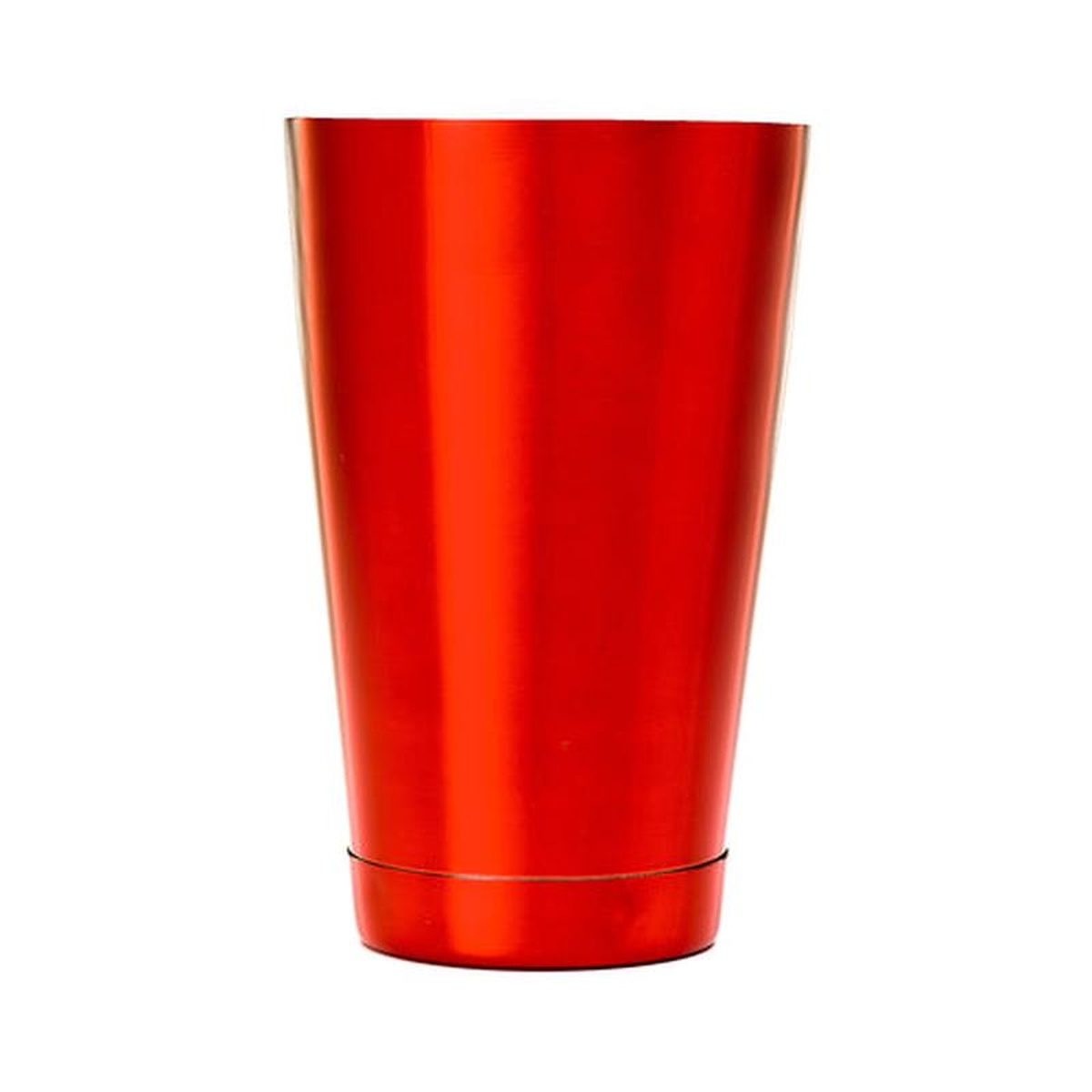 Mercer Culinary Barfly 18 oz cocktail shaker tin with glossy red exterior and capped bottom