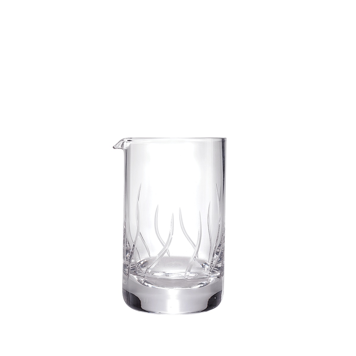 Barfly by Mercer M37173 17 oz mixing glass with etched base design and integral pouring spout on white background