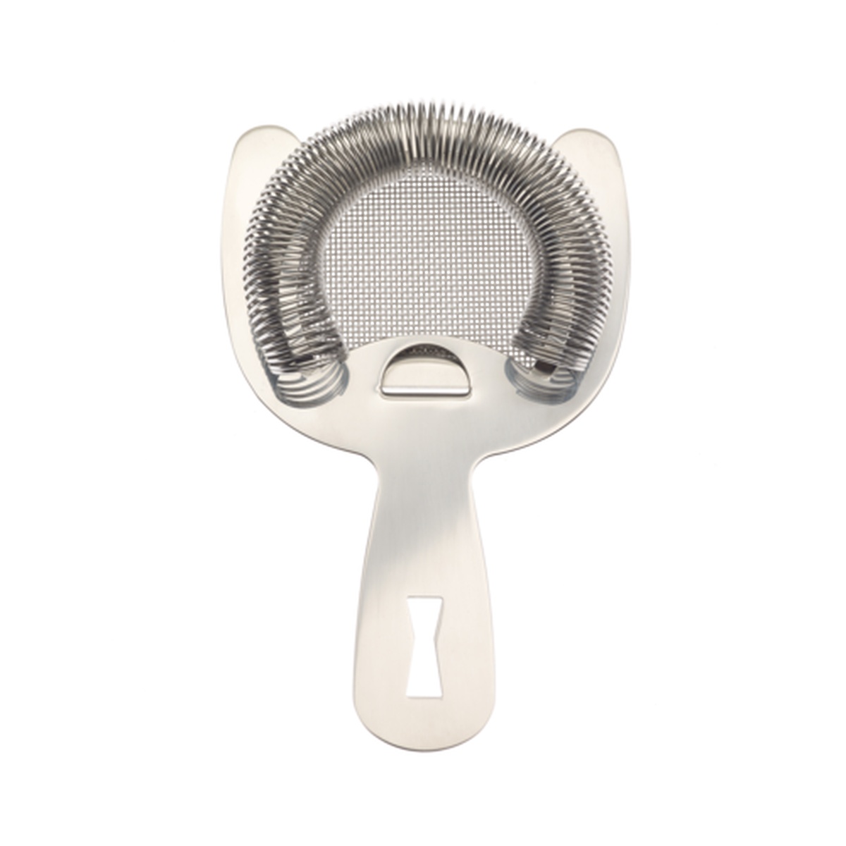 Mercer Culinary M37185 Barfly Fine Mesh Spring Bar Strainer in polished 18/8 stainless steel with coiled spring and hanging hole