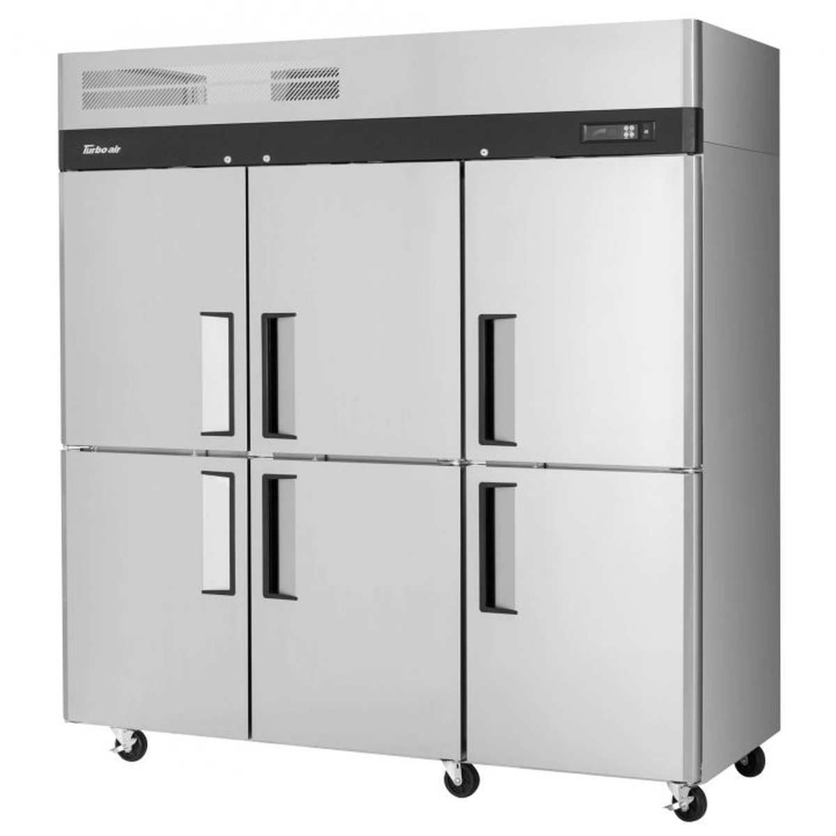 Turbo Air M3F72-6-N three-section reach-in freezer with six solid half doors