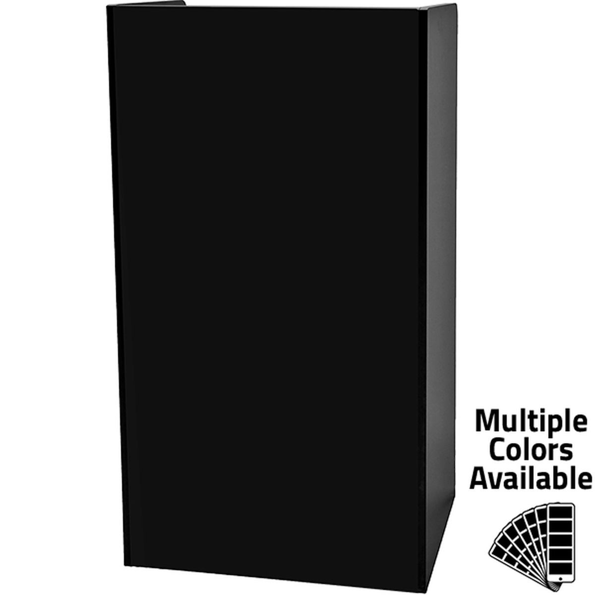 Oak Street M8810 hostess station in black melamine laminate finish, front exterior view