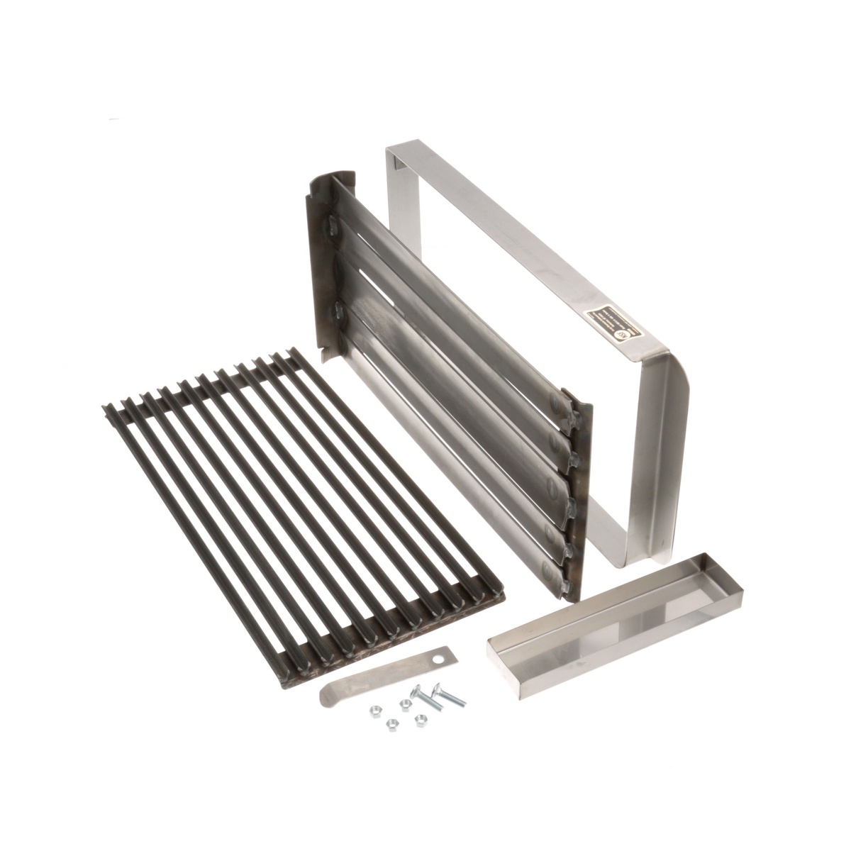 Rocky Mountain Cookware MB12-8 add-on broiler components including frame, broiler grate, and grease tray