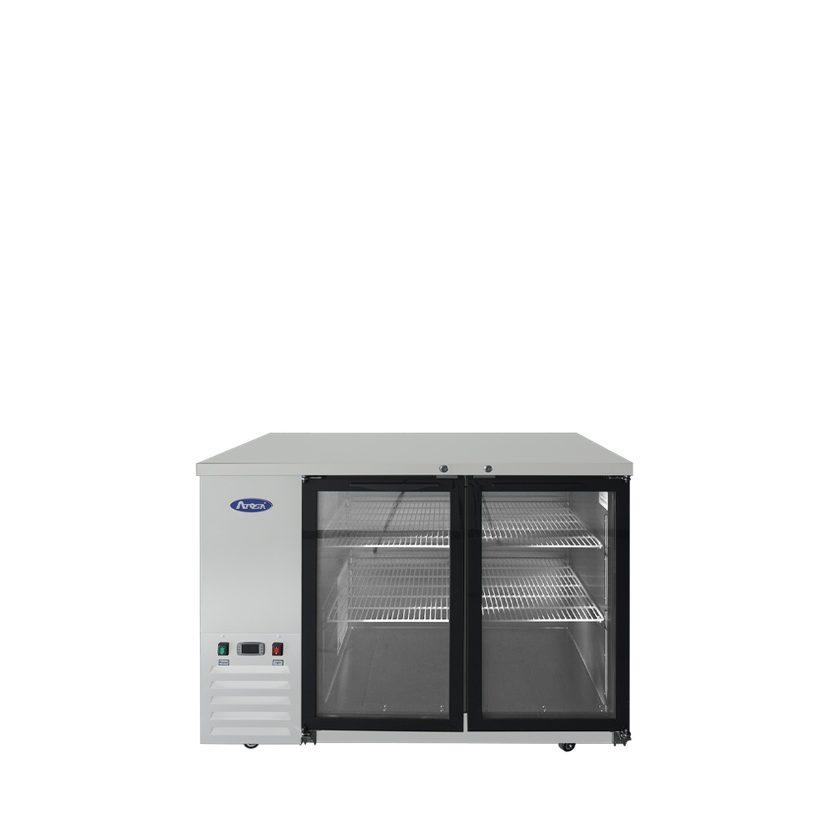 Atosa MBB48GGR back bar cooler front view with two glass doors