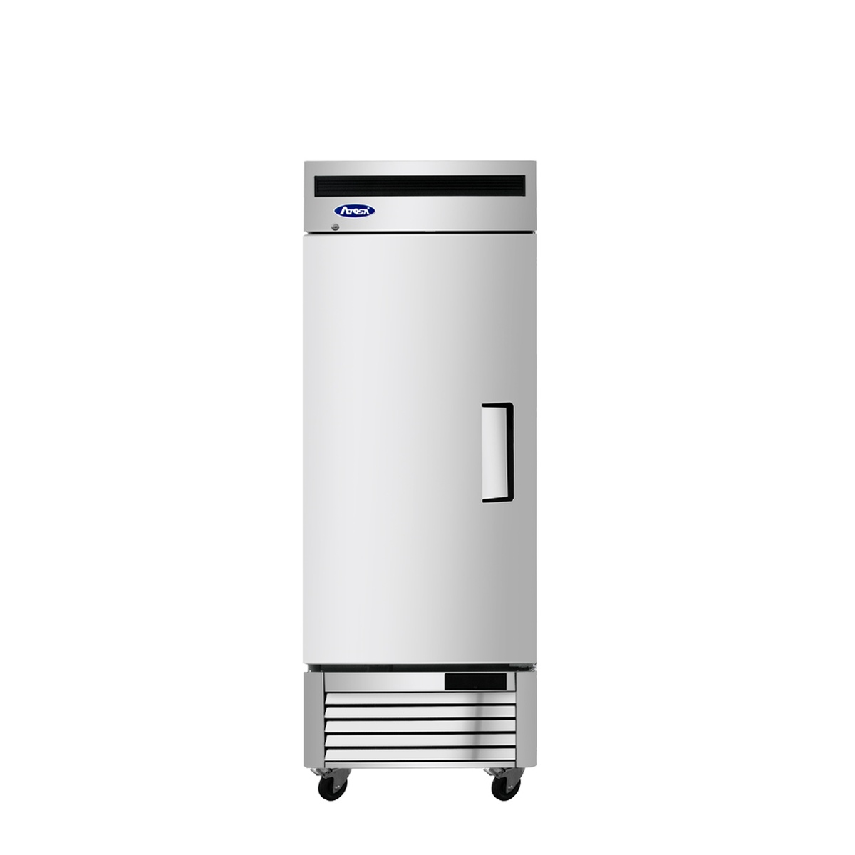 Atosa MBF8505GRL single solid door reach-in refrigerator, front view on white background