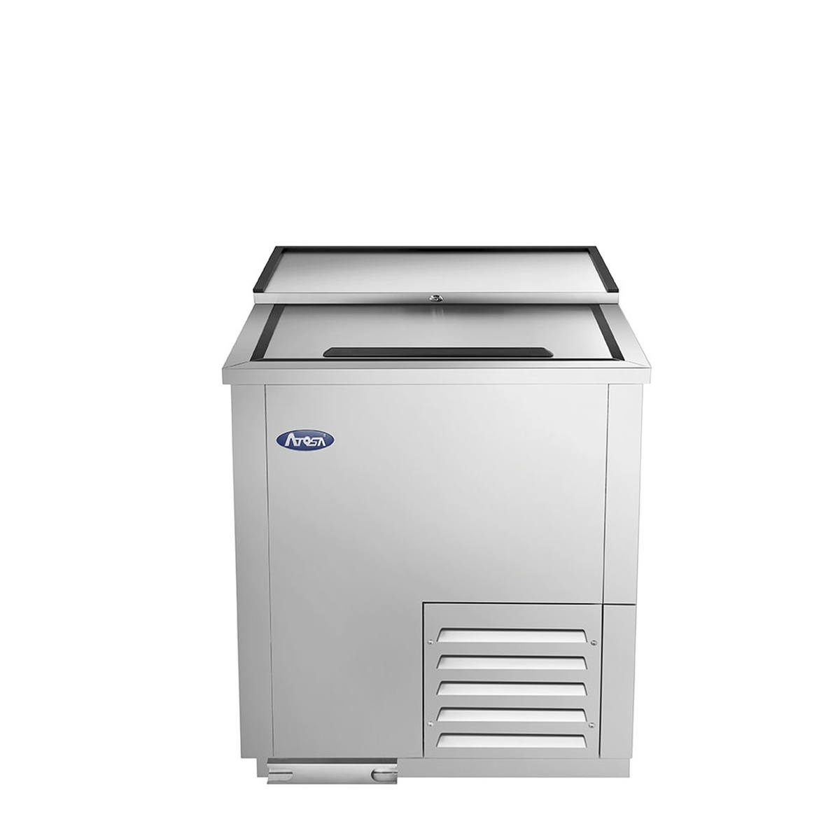 Atosa MBGF24GR 24-inch stainless steel glass froster front view with sliding lid