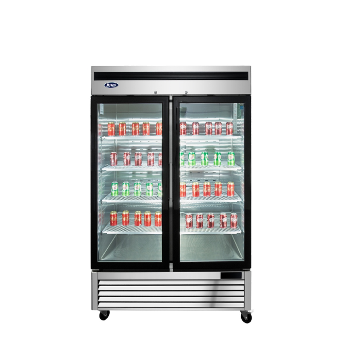 Front view of Atosa MCF8703ES two glass door reach-in merchandiser freezer