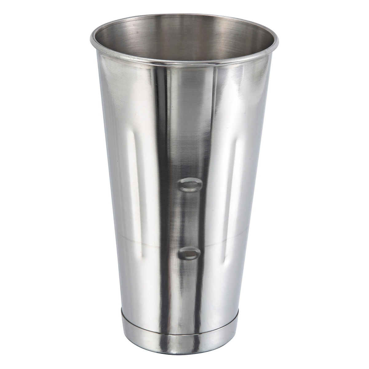 Winco MCP-30 30 oz stainless steel malt cup with holding groove and rounded rim