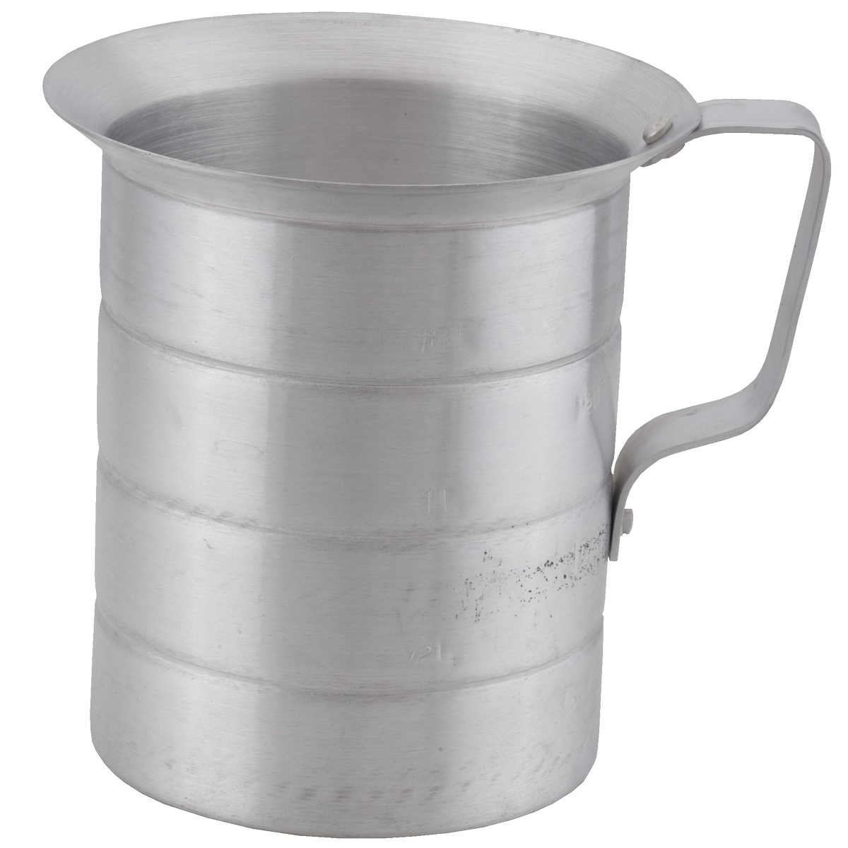 Libertyware MEA04 aluminum 4-quart liquid measuring cup with side graduation markings and handle