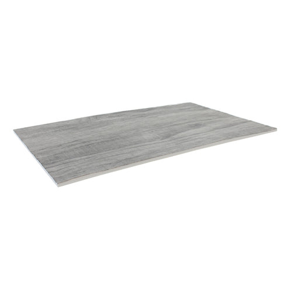 Tablecraft Frostone Collection rectangular melamine display tray with gray distressed wood finish