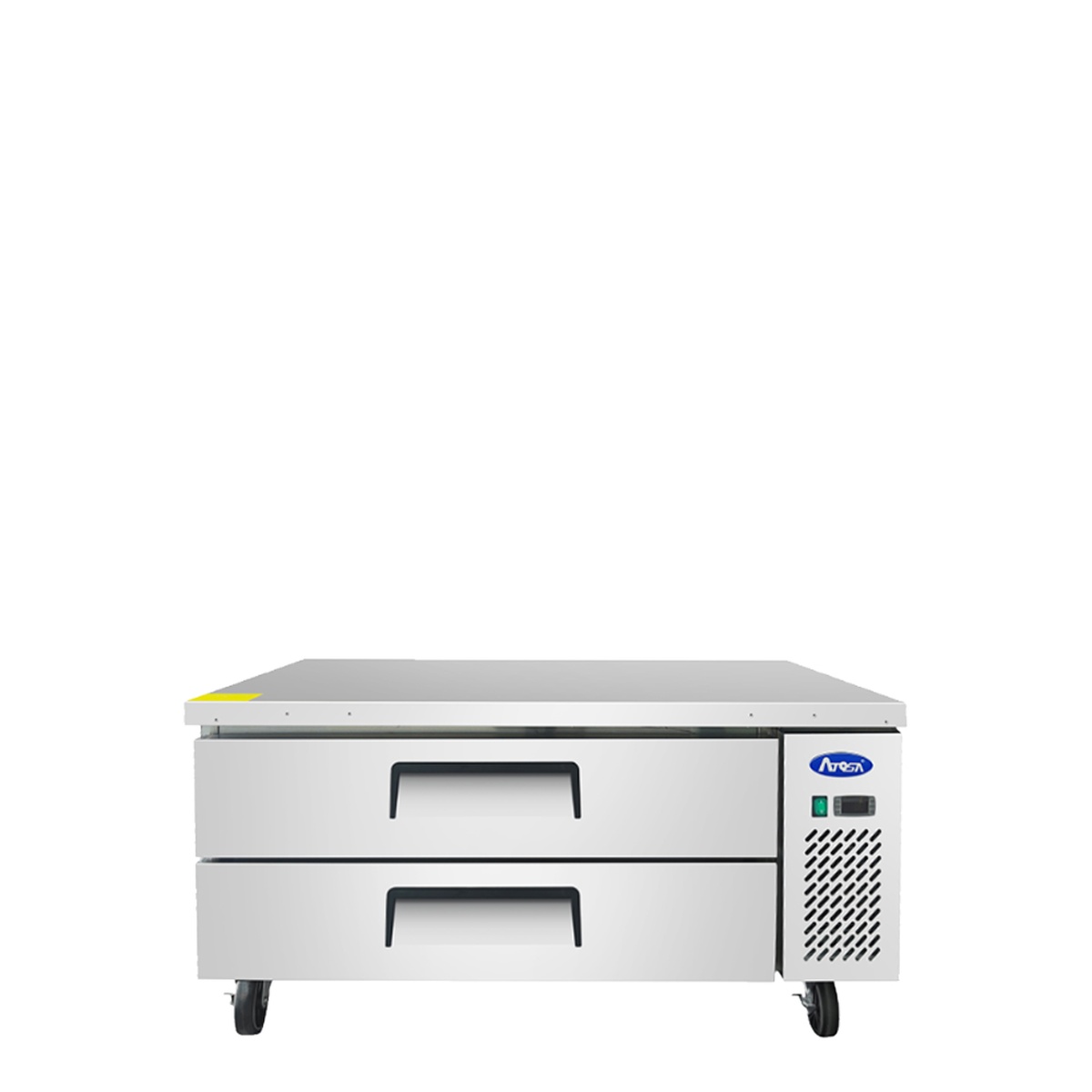 Atosa MGF8450GR 48-inch refrigerated chef base front view showing two drawers and electronic controller