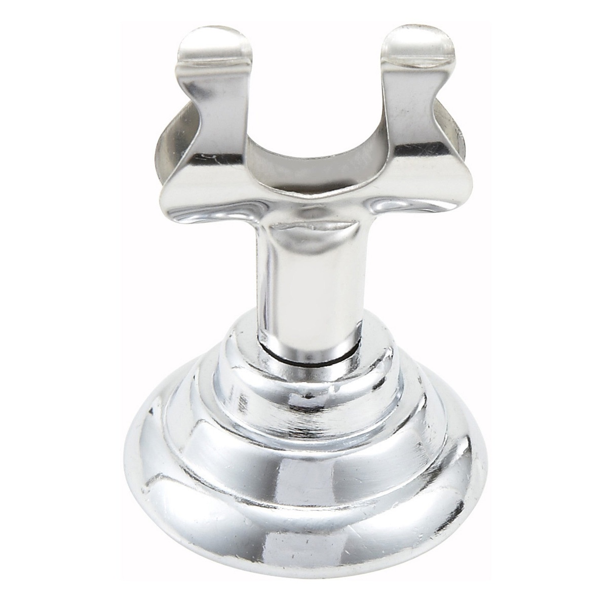 Winco MH-1 stainless steel harp clip menu card holder with heavy cast round base