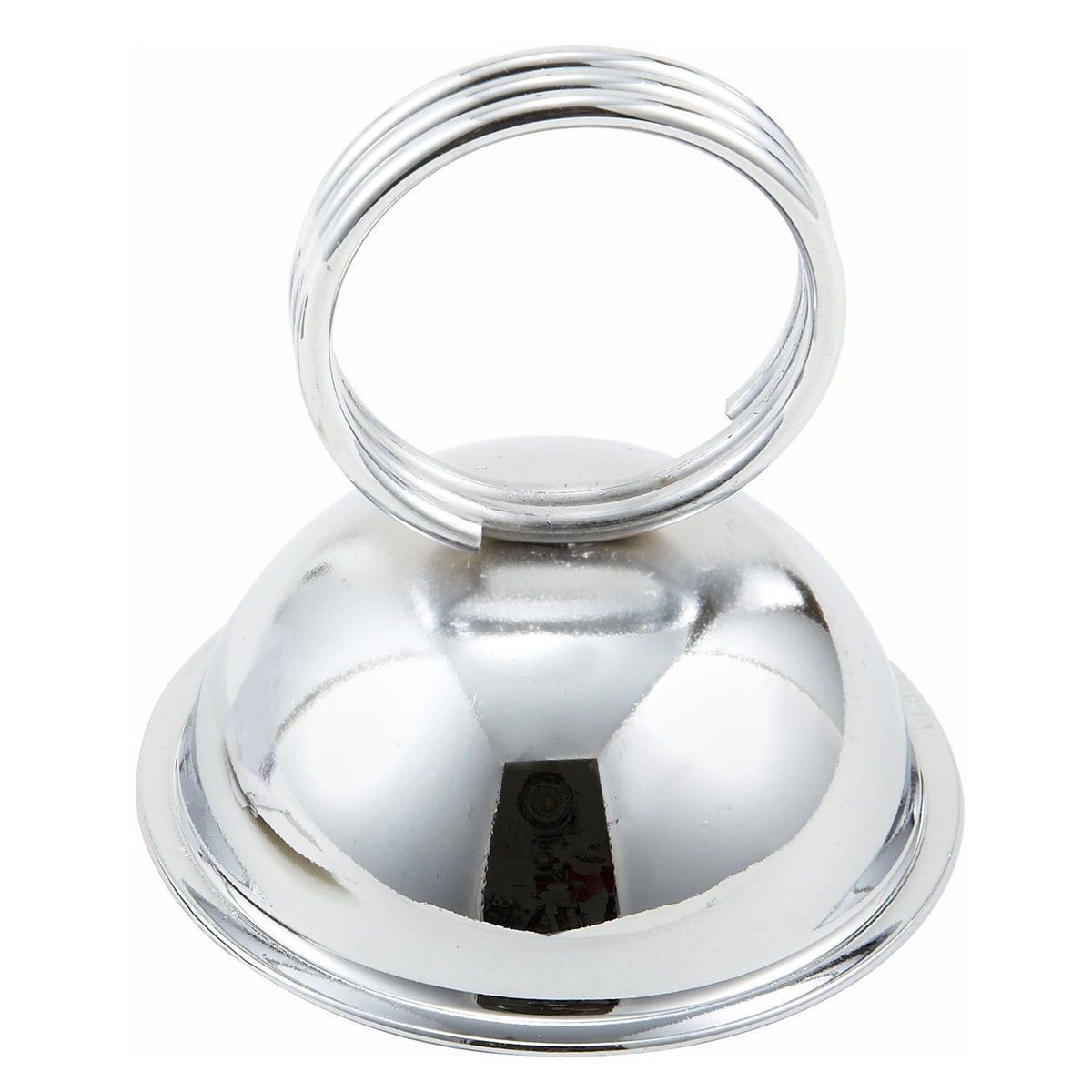 Winco MH-2 ring-type stainless steel menu and card holder with coiled ring top and dome base
