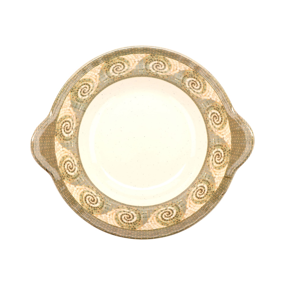 GET ML-117-MO Mosaic melamine bowl overhead top-down view showing full circular mosaic rim with spiral pattern