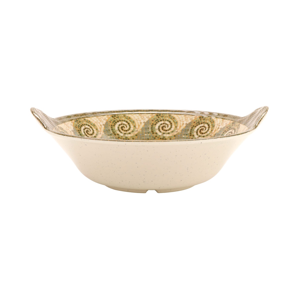 GET ML-117-MO Mosaic melamine bowl side profile view showing curved exterior and mosaic decorated rim