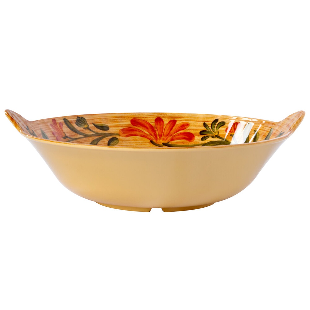 GET Enterprises ML-117-VN Venetian melamine bowl side view showing floral pattern and warm amber exterior