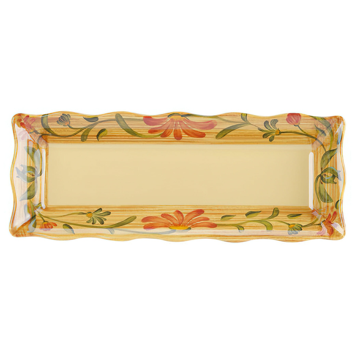 GET Enterprises ML-87-VN Venetian melamine platter top-down view showing full floral border and serving surface