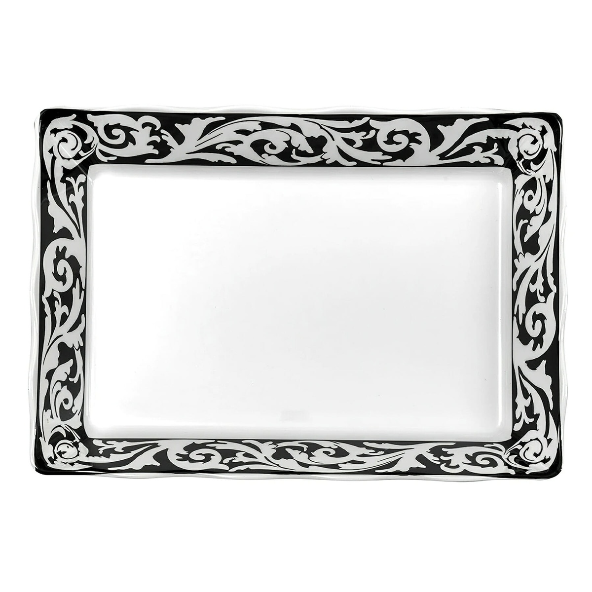 G.E.T. Enterprises ML-88-MO rectangular melamine tray top-down view showing full decorative border and white interior