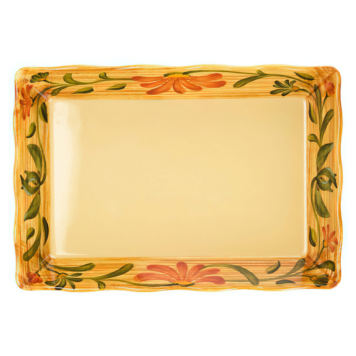 GET ML-88-VN Venetian melamine tray overhead view displaying full floral border pattern