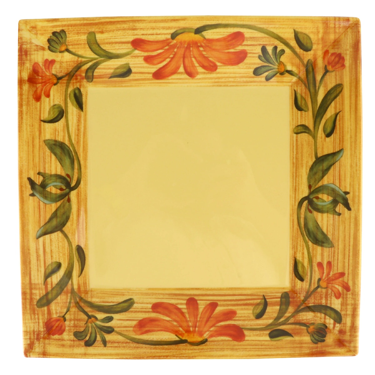 G.E.T. ML-90-VN Venetian 12-inch square melamine plate, top-down view showing full floral border pattern