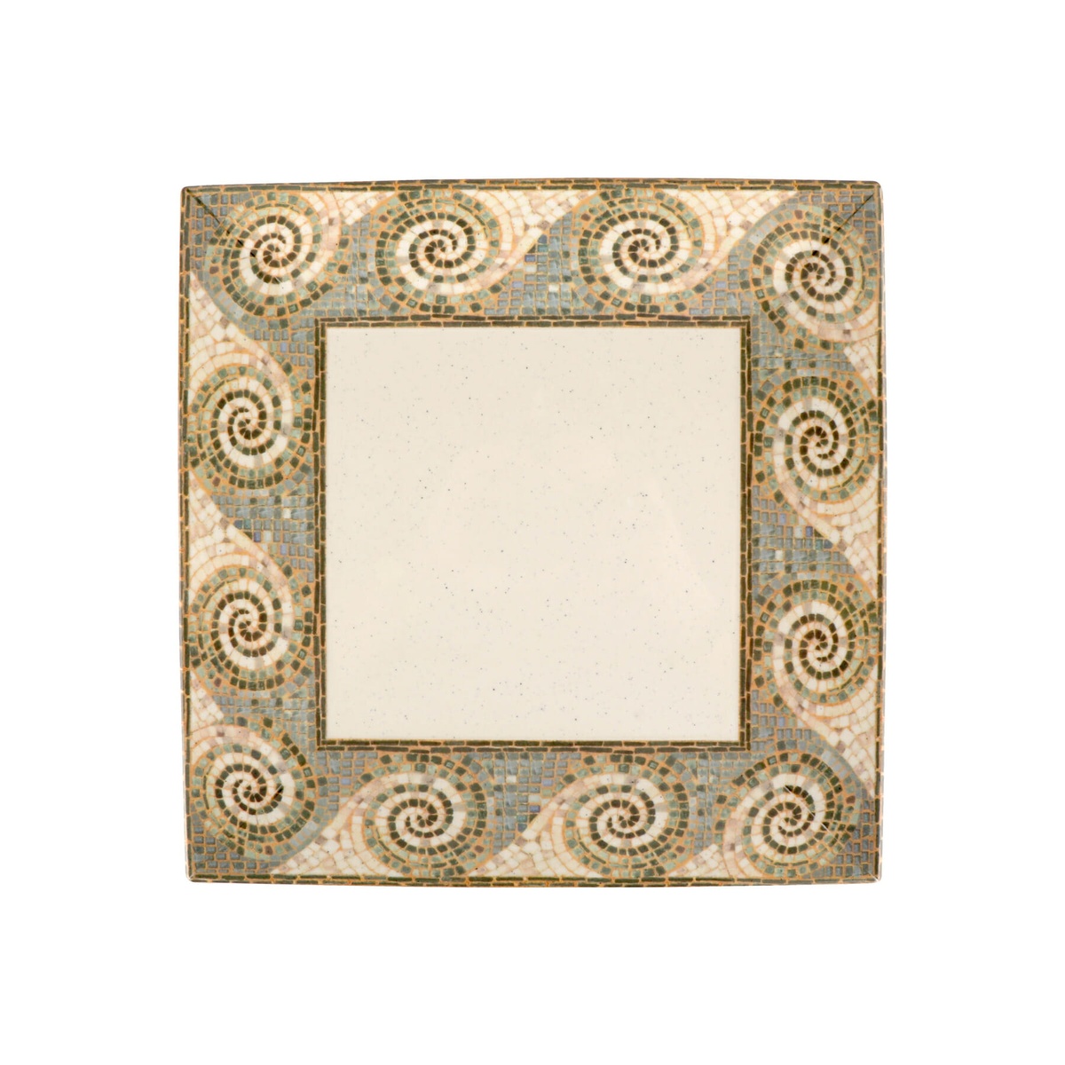 G.E.T. Enterprises ML-92-MO 16-inch square mosaic melamine plate, overhead top-down view showing full mosaic border pattern
