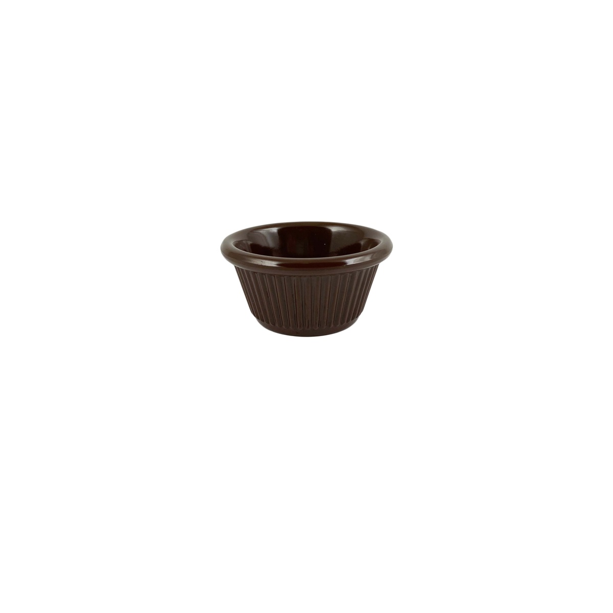 Thunder Group ML509C1 2 oz chocolate fluted melamine ramekin, top-down view