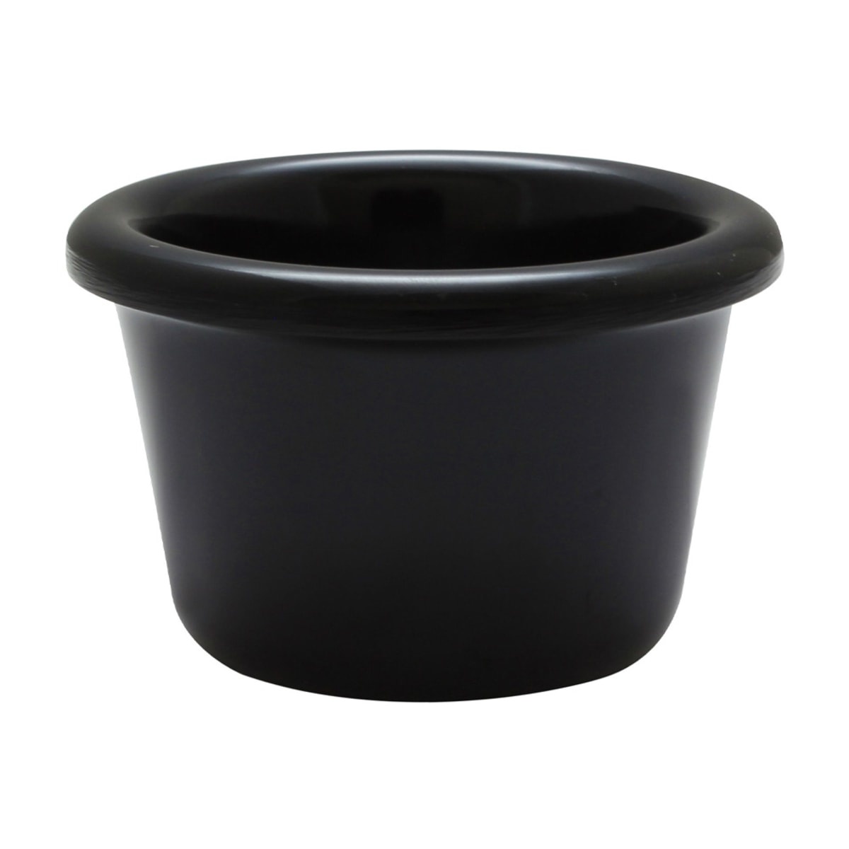 Thunder Group ML534BL1 1-1/2 oz black smooth melamine ramekin, round with rolled rim, shown on white background