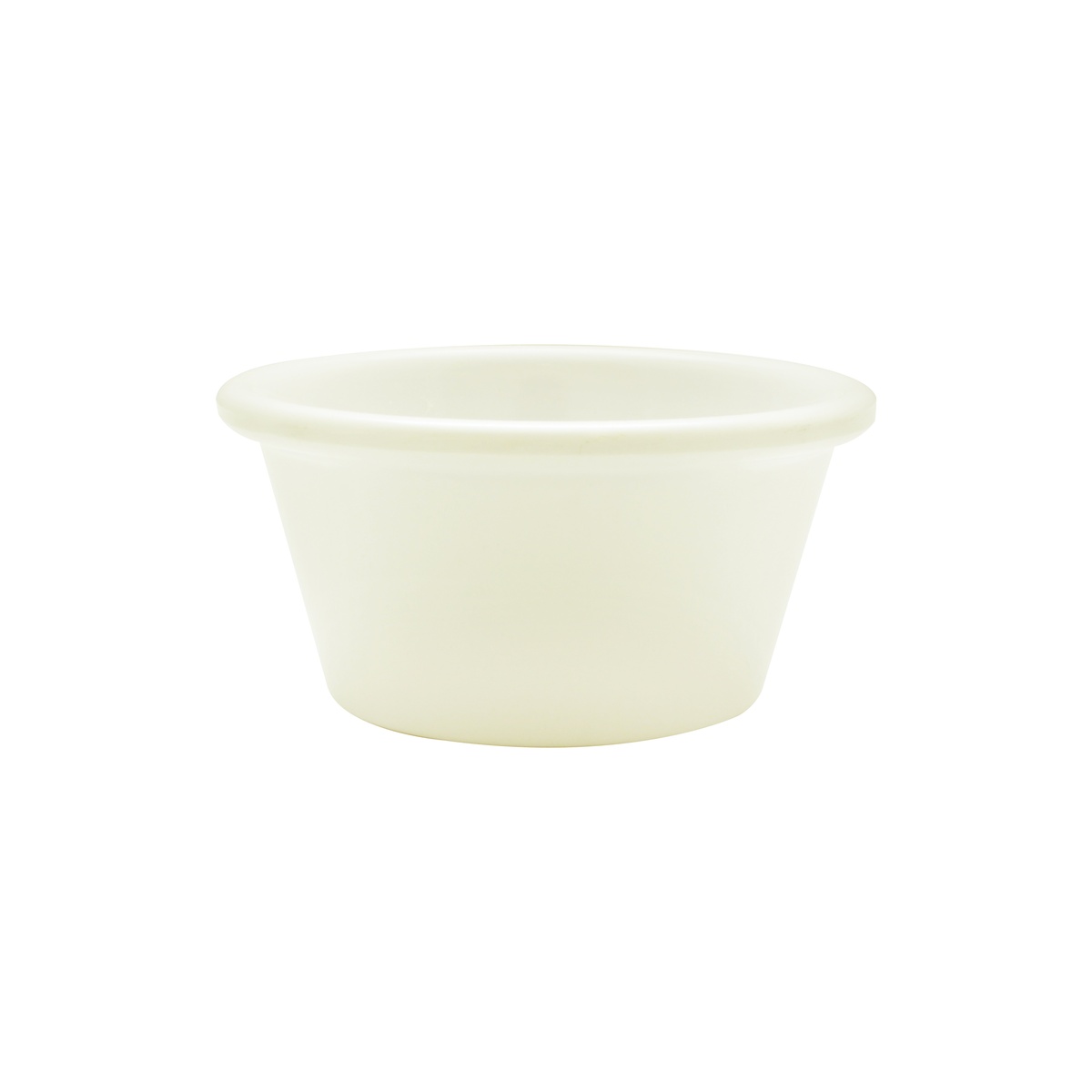 Thunder Group ML536B1 bone white smooth melamine ramekin side profile view
