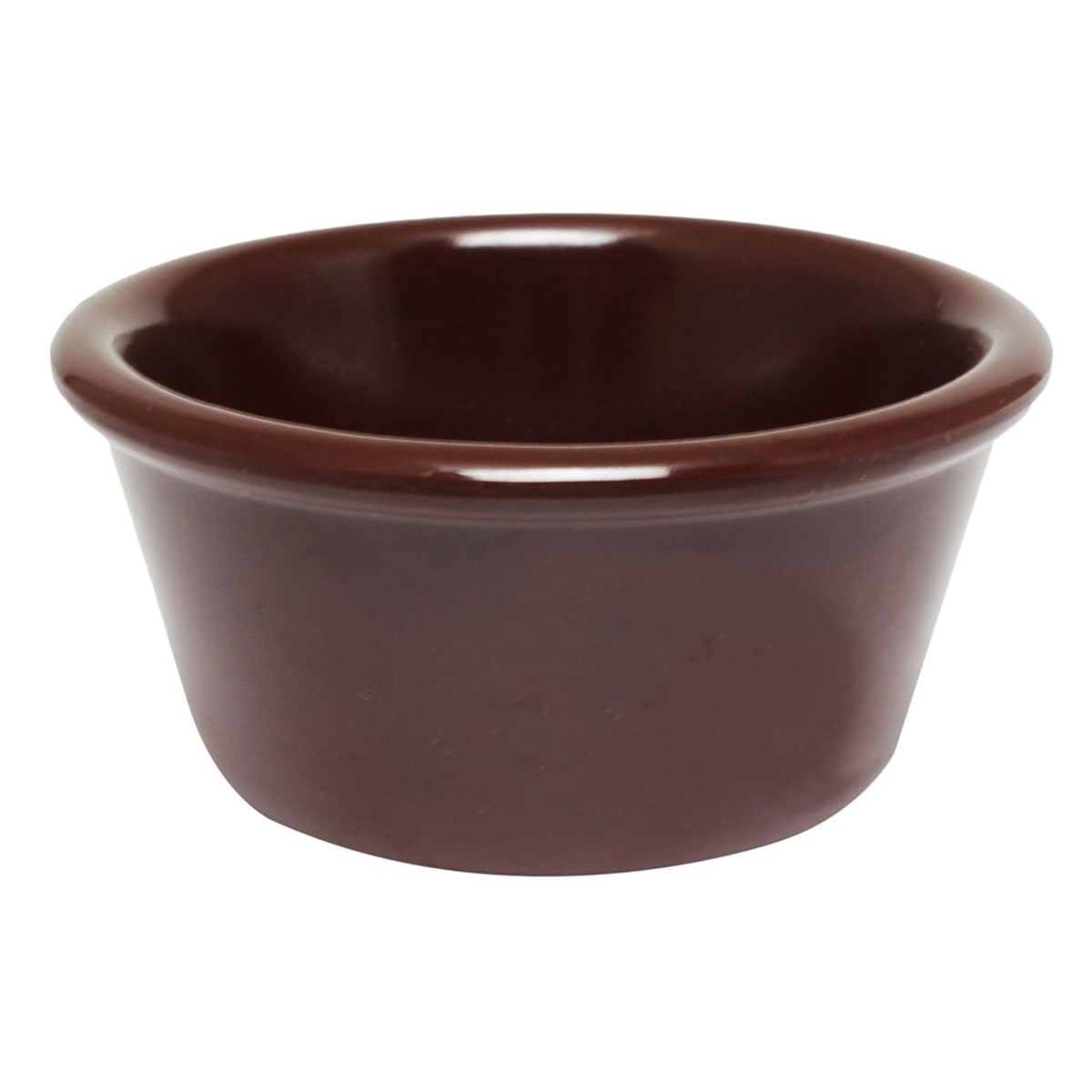Thunder Group ML537C1 3 oz smooth chocolate brown melamine ramekin, round with rolled rim