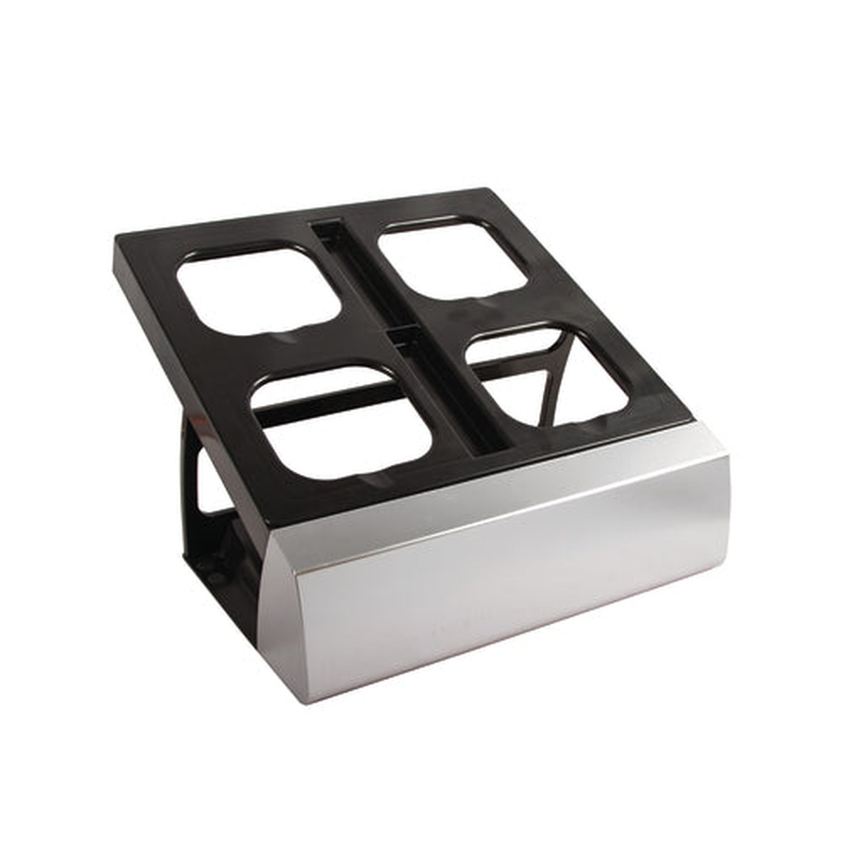 San Jamar MODMP16 Modular ModPan Base with stainless steel exterior and black four-opening insert
