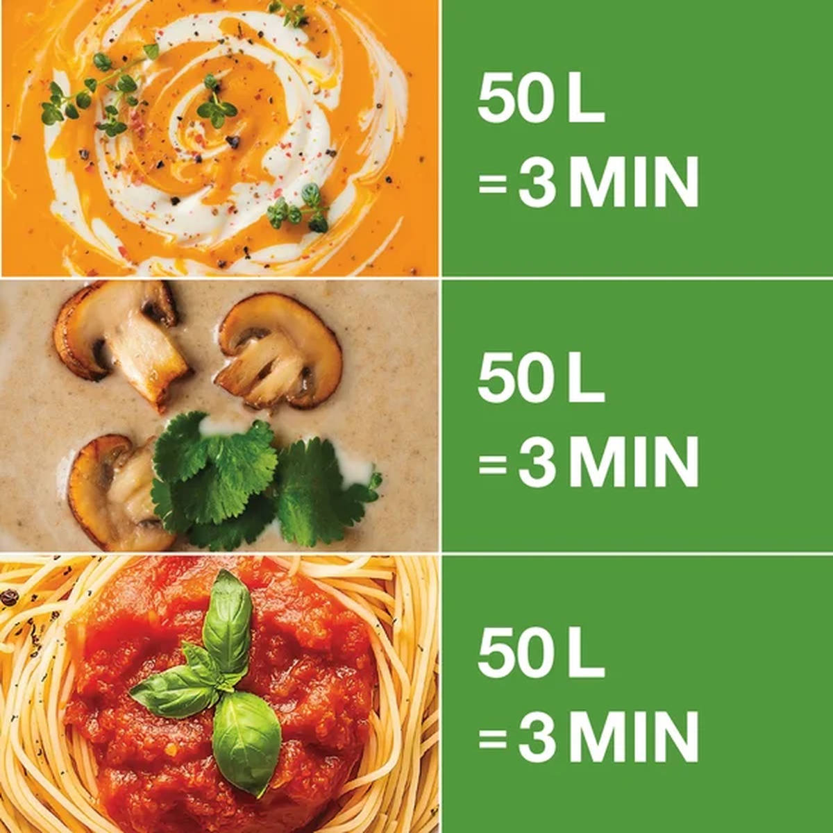 Robot Coupe MP450 processing 50 liters in 3 minutes for soups and sauces