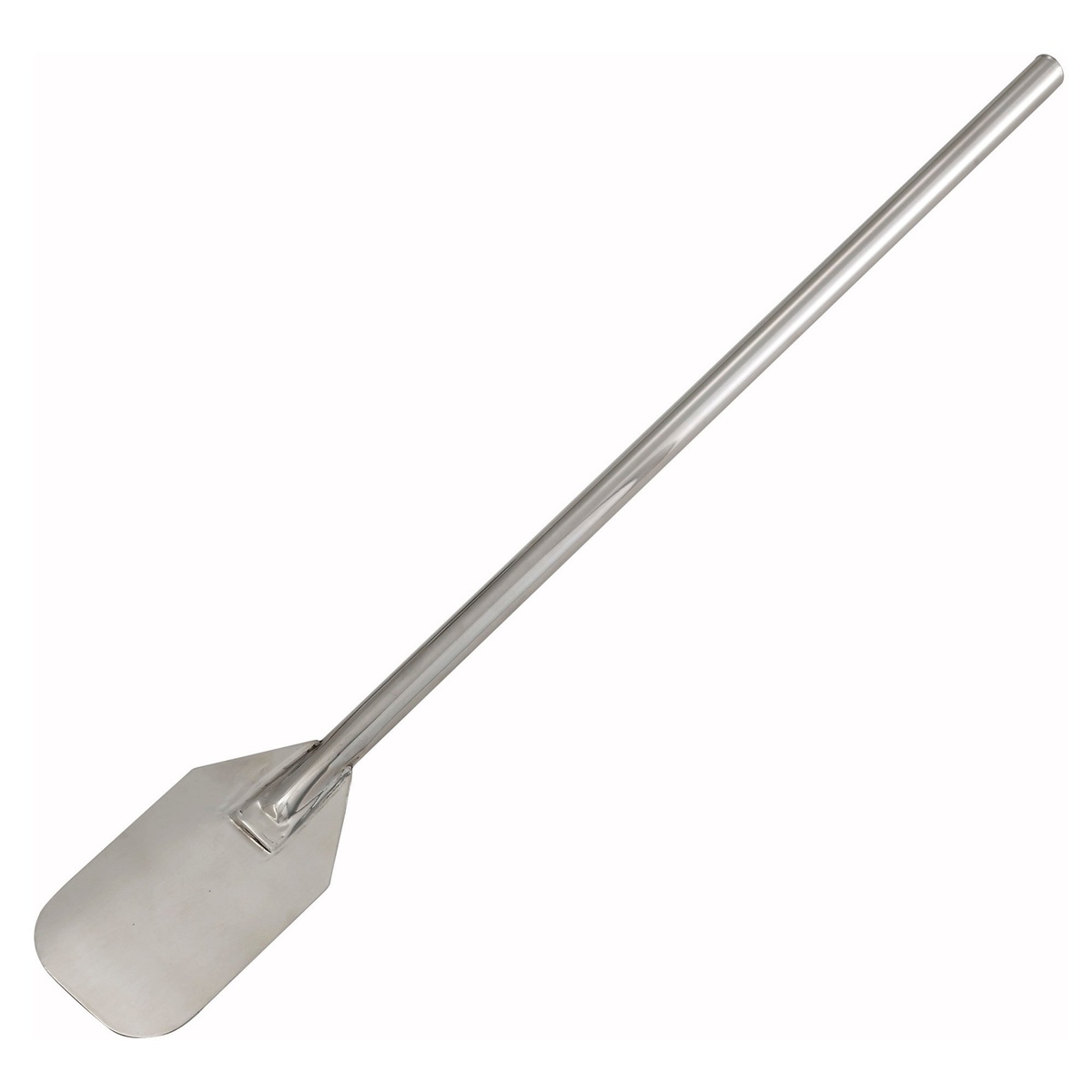 Winco MPD-36 stainless steel mixing paddle with wide flat paddle head and 36-inch tubular handle