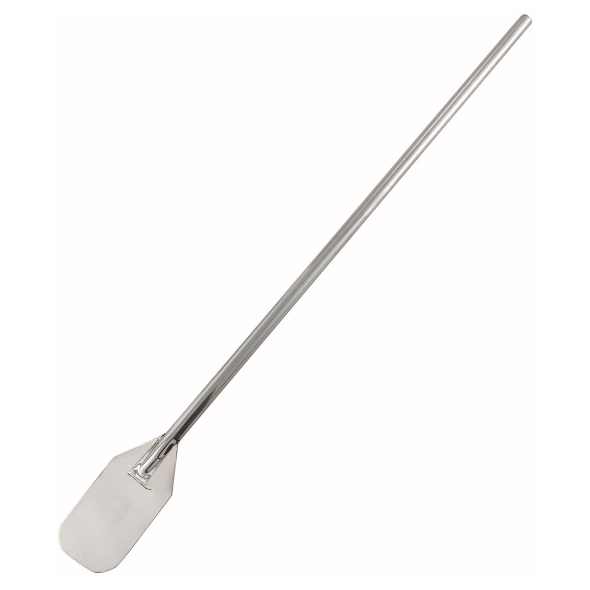 Winco MPD-48 48-inch stainless steel mixing paddle with long tubular handle and wide flat blade