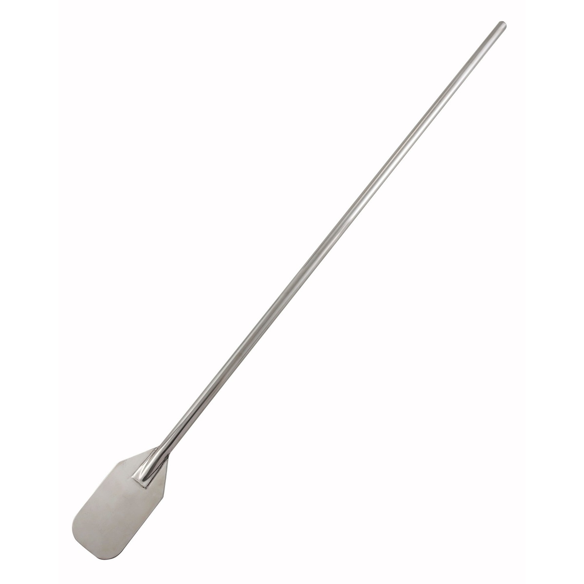 Winco MPD-60 60-inch stainless steel mixing paddle with long rod handle and contoured paddle blade