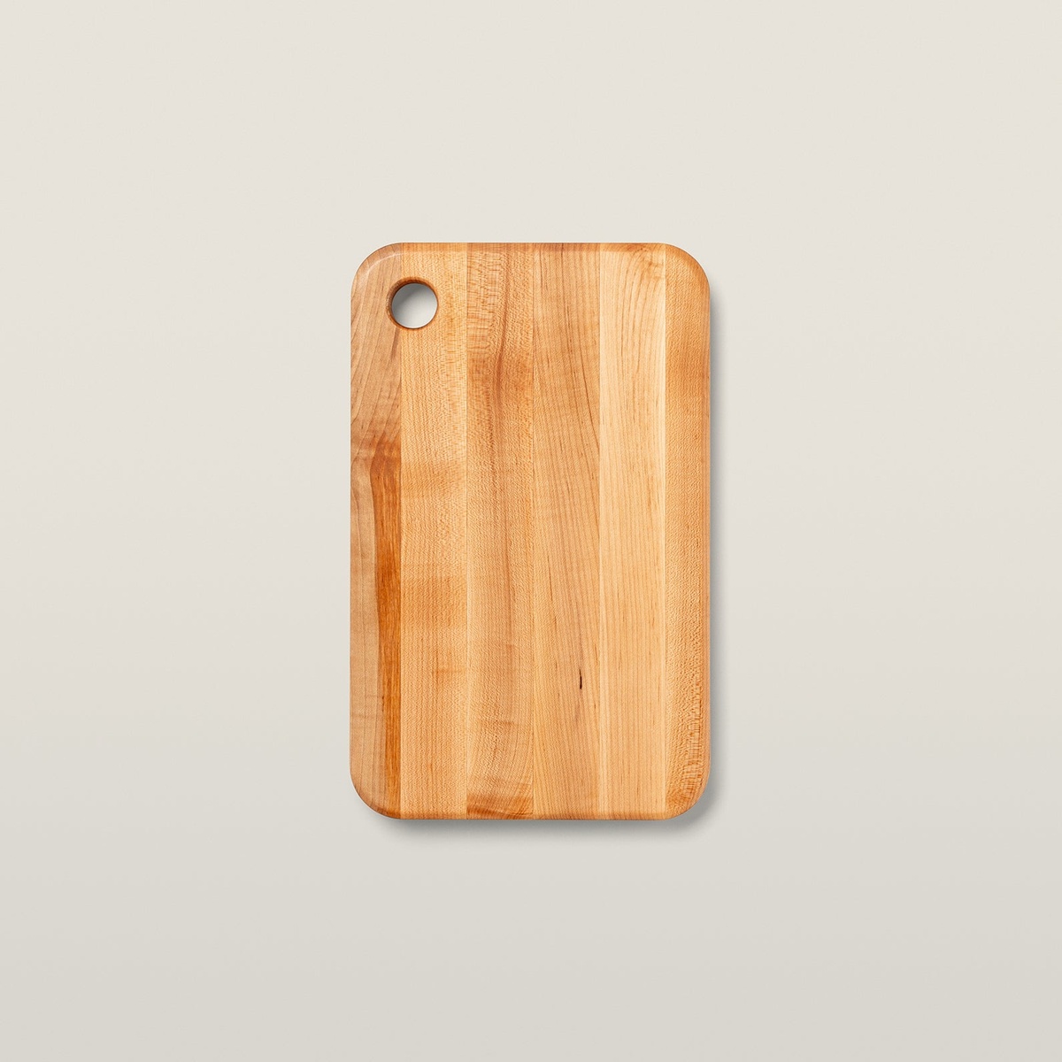 John Boos Prestige maple cutting board reverse flat side top view with finger grip hole