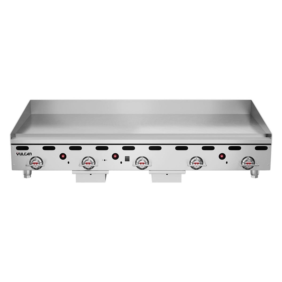 Front view of Vulcan MSA60-LP griddle with five control zones
