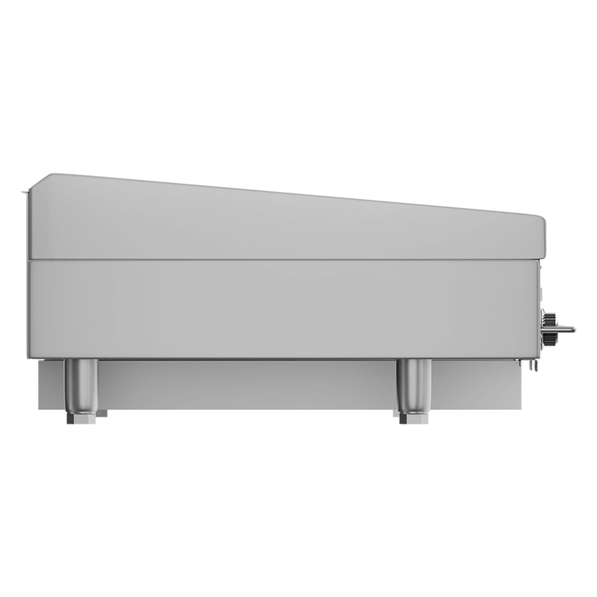 Side view of Vulcan MSA72 countertop griddle showing stainless body and integrated backsplash