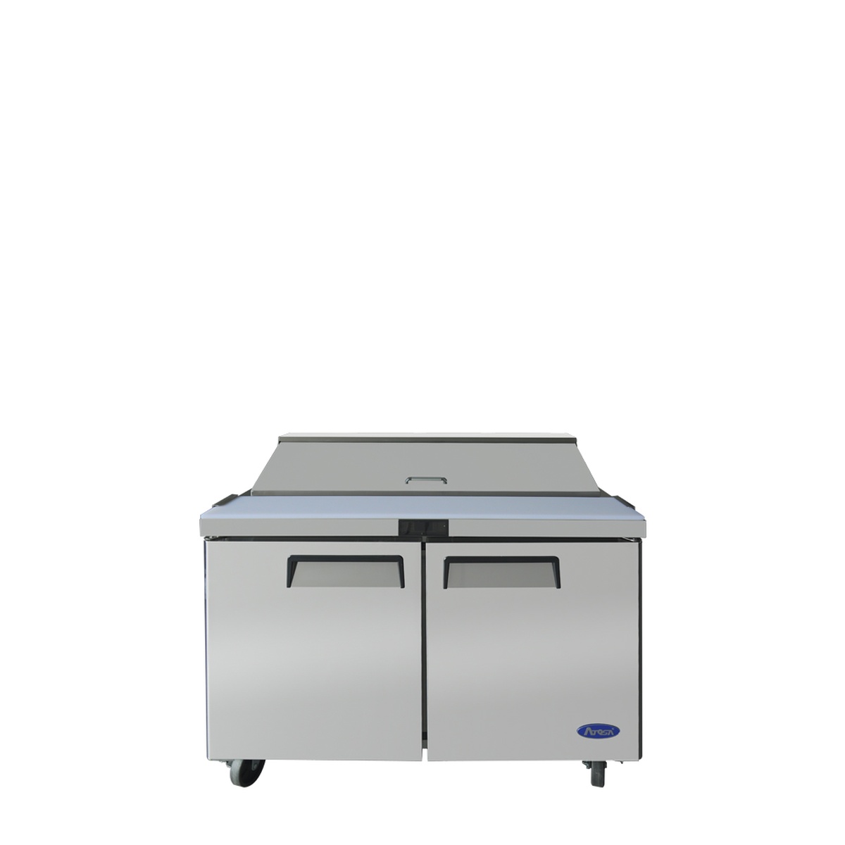 Atosa MSF8302GR 48-inch 2-door sandwich prep table, front view, doors closed