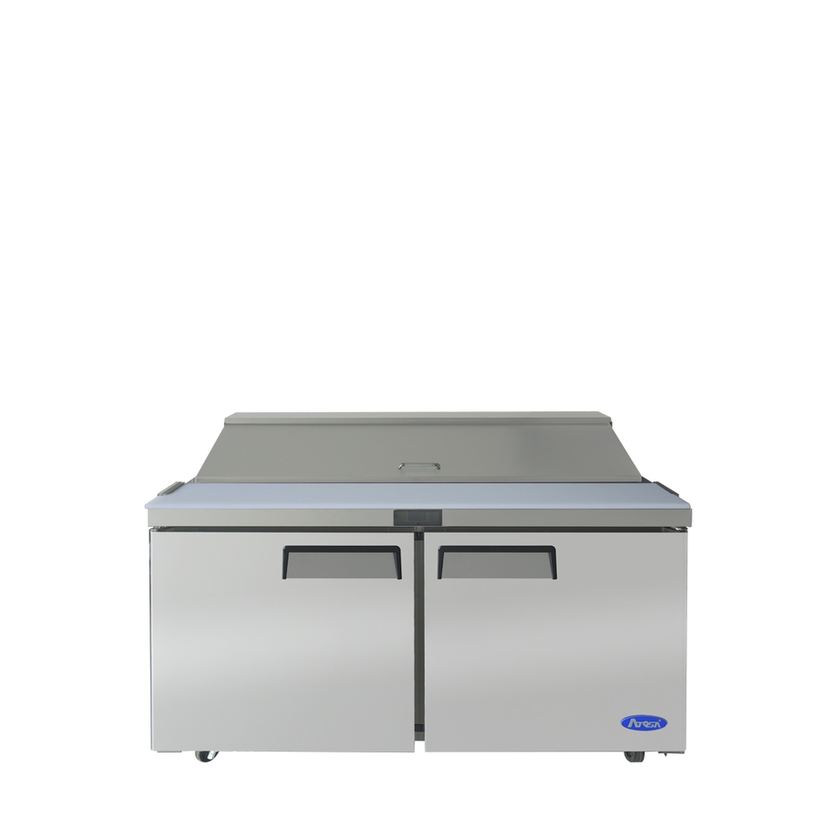 Atosa MSF8303GR 60-inch sandwich prep table, straight front view with lid closed and both doors shut