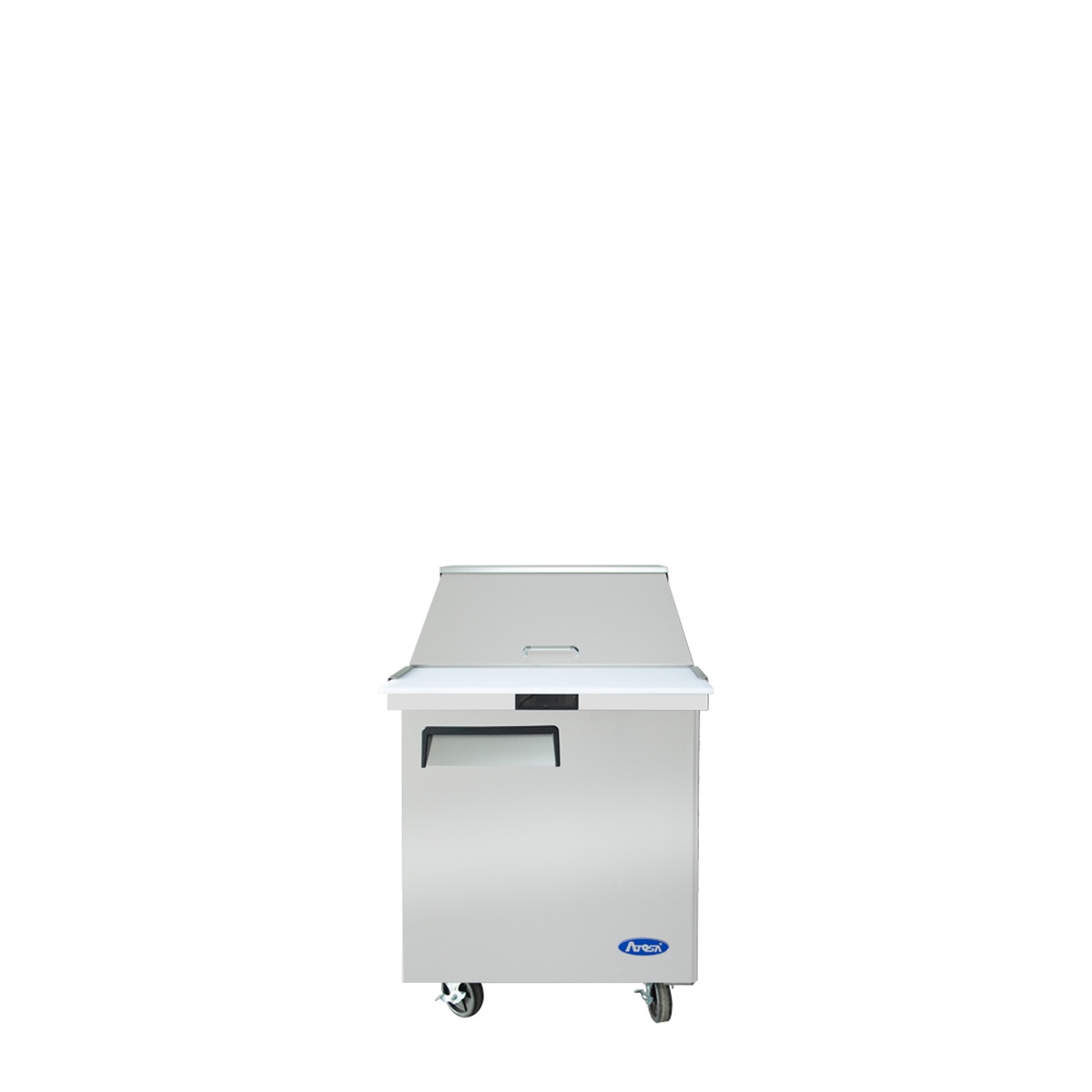 Atosa MSF8305GR 27 inch mega top sandwich prep table front view with raised lid