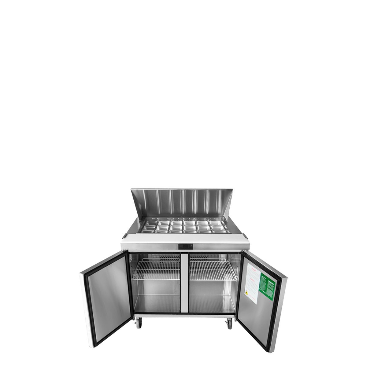 Atosa MSF8306GR with doors open showing interior shelves