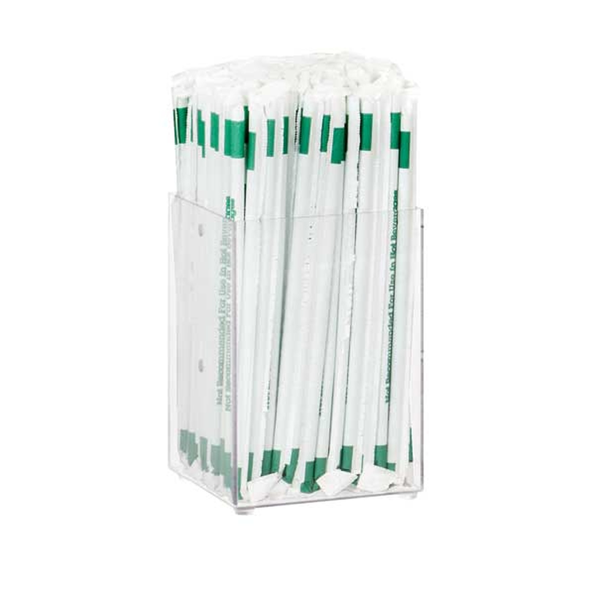 Dispense-Rite MSH-1 clear acrylic countertop straw and condiment holder filled with wrapped straws