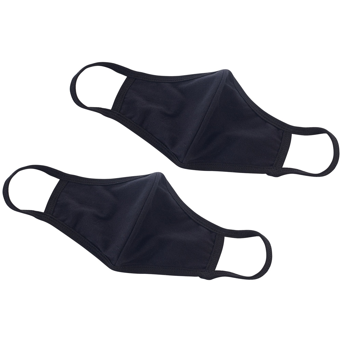 Two Winco MSK-1WML reusable 2-ply cotton face masks on a white background