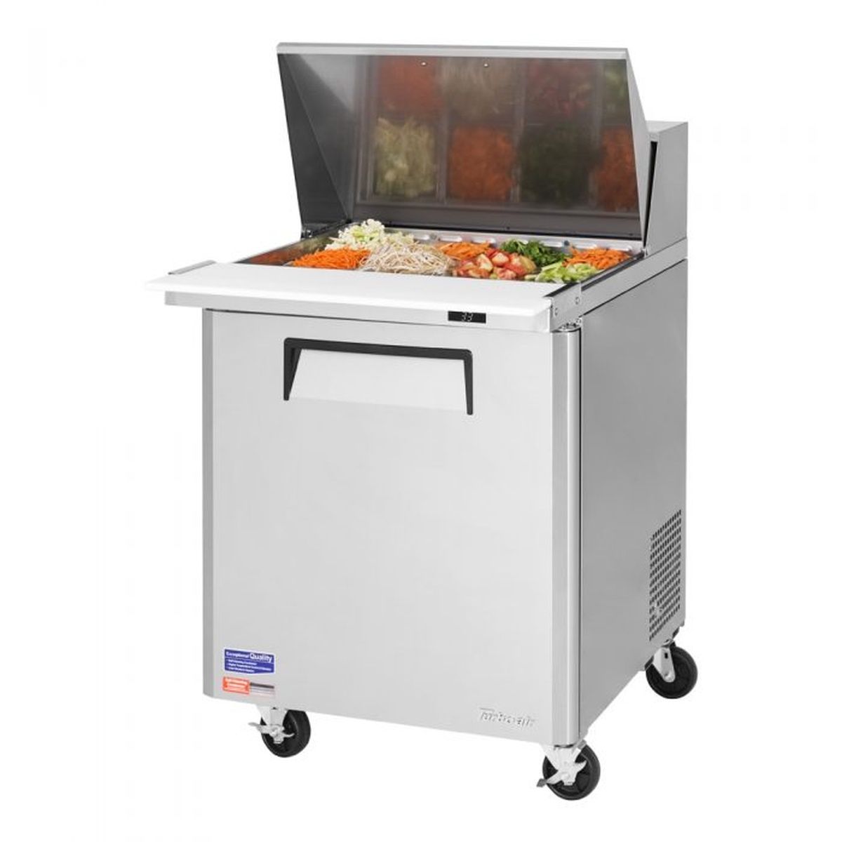 Turbo Air MST-28-12-N mega top sandwich prep table with raised pan cover