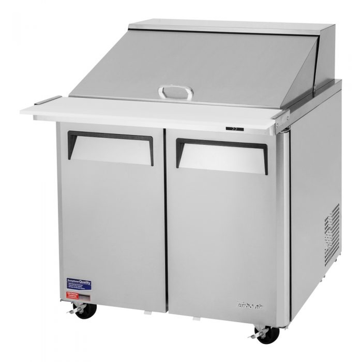 Turbo Air MST-36-15-N6 prep table with the insulated pan cover closed