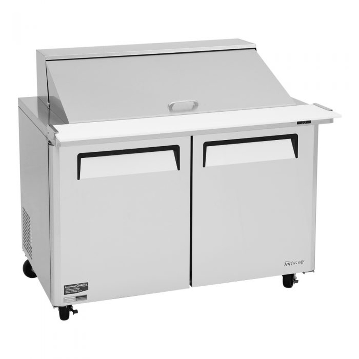 Turbo Air MST-48-18-N refrigerated prep table shown with closed top lid
