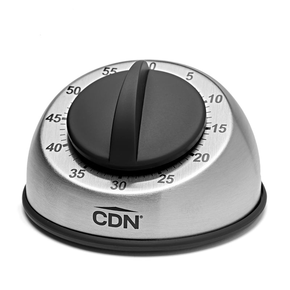 CDN MT1 mechanical timer top view showing stainless steel housing and black countdown dial