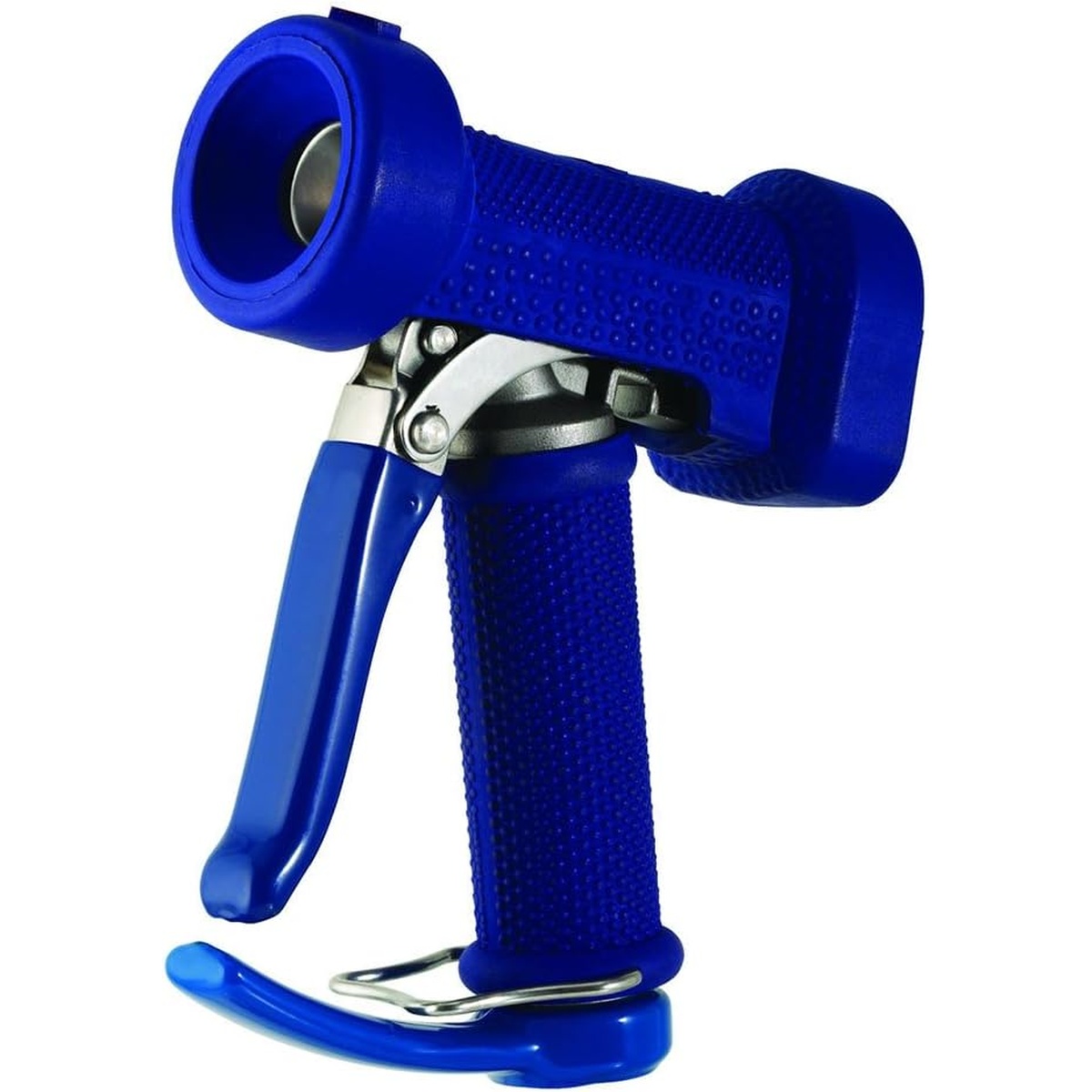 T&S Brass MV-2522-21 front trigger water gun with blue rubber cover and stainless steel hold-down clip