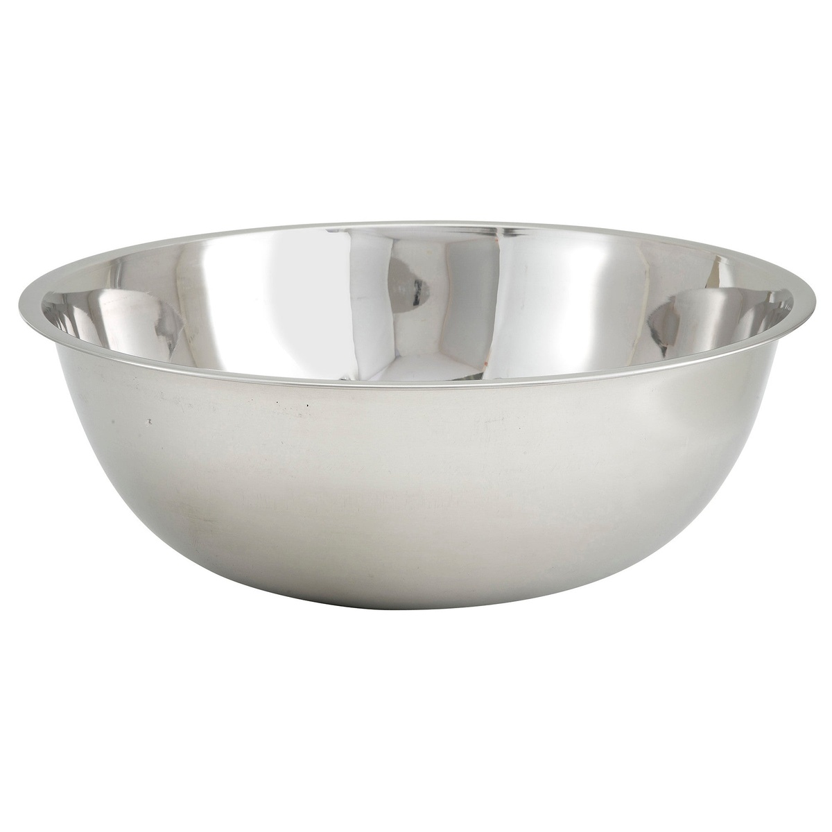 Winco MXB-3000Q 30-quart stainless steel mixing bowl with polished mirror finish and wide reinforced rim